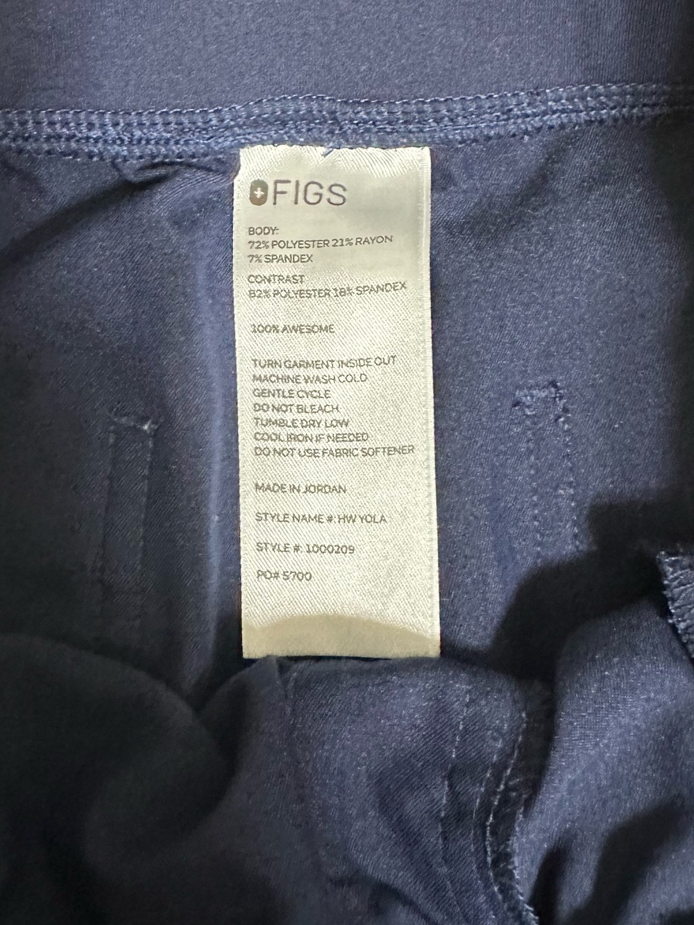 Figs Yola High-Rise Slim Scrub Pant Navy Blue Sz M Tall - Picture 10 of 14